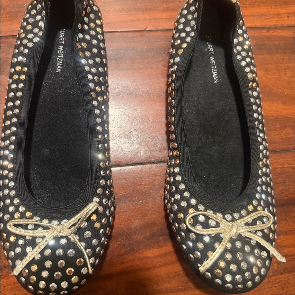Stuart Weitzman Black Studded Ballet Flats - Picture 2 of 8